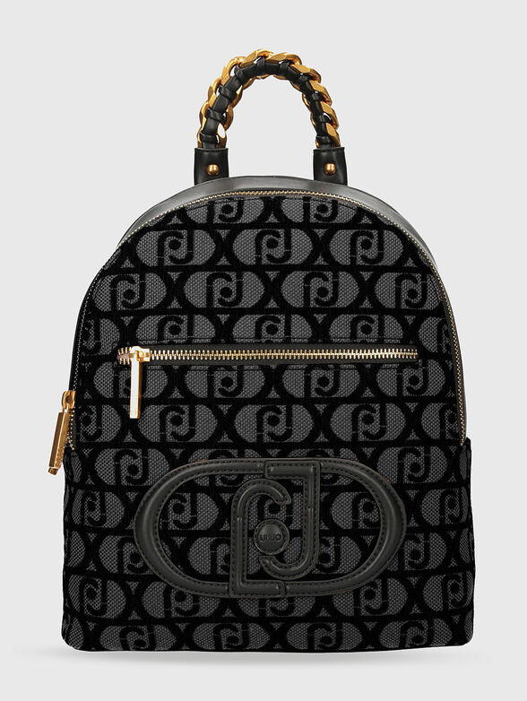 Black backpack with monogram print  - 1