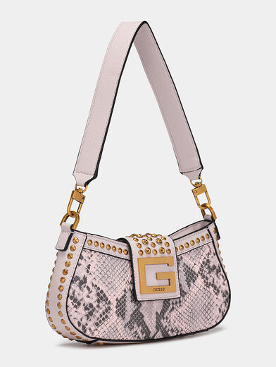 Handbag with snake print and gold eyelets - 3