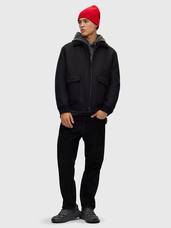 Black wool blend bomber jacket - 2