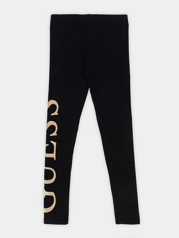 Black cotton leggings with logo detail - 2