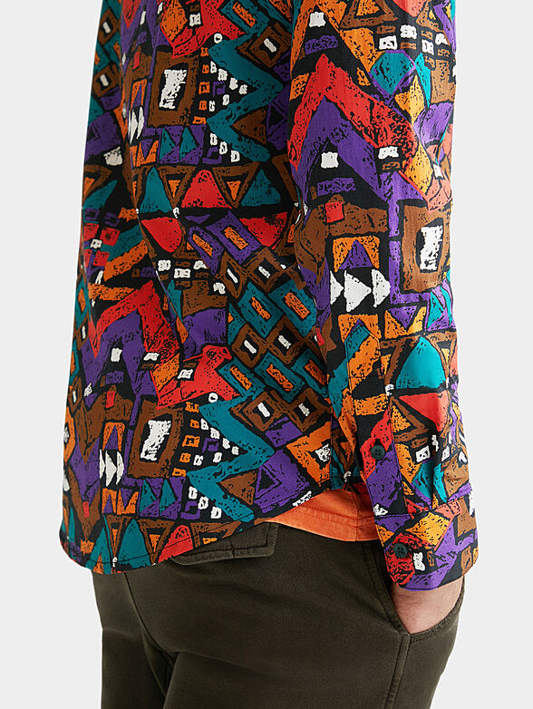 Cotton shirt with multicolor print - 3