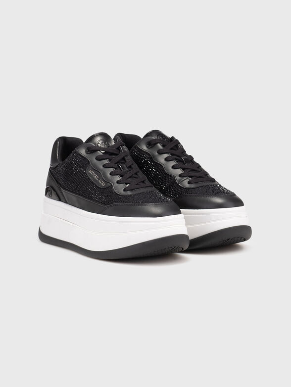 Leather shoes with rhinestones and logo - 2