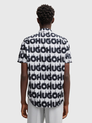Cotton shirt with short sleeves and logo print - 3