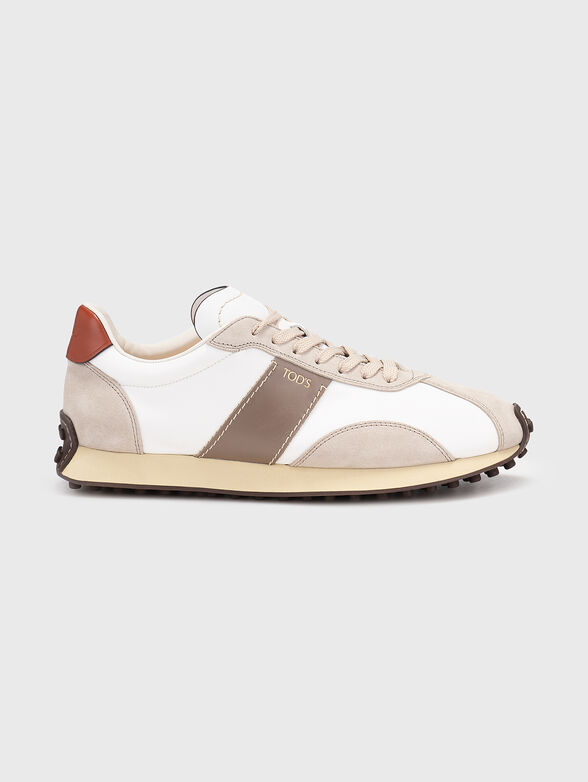 Leather and fabric sneakers - 1