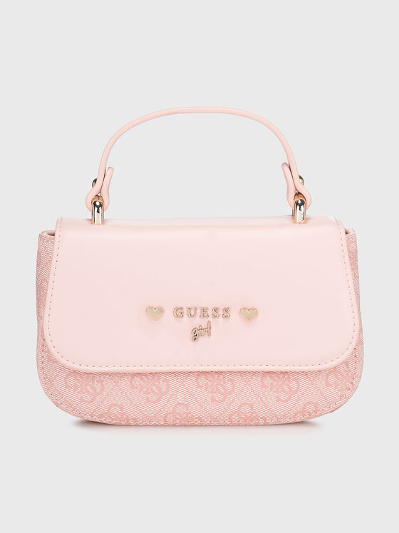 Розова кросбоди чанта с лого акцент - 1