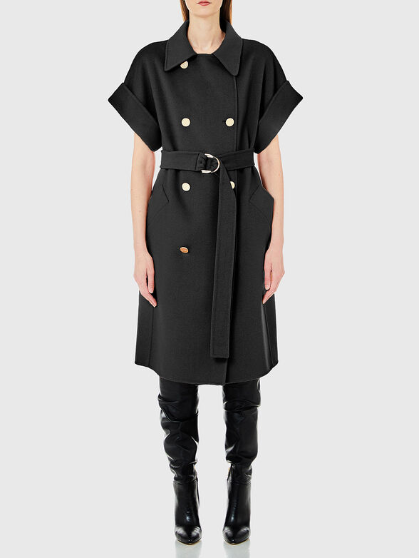 Coat with short sleeves in beige colour  - 1