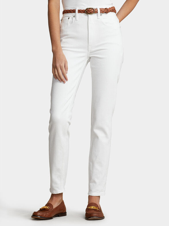 High-waisted white jeans - 1