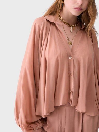 Shirt with wide sleeves and a V-neck - 5