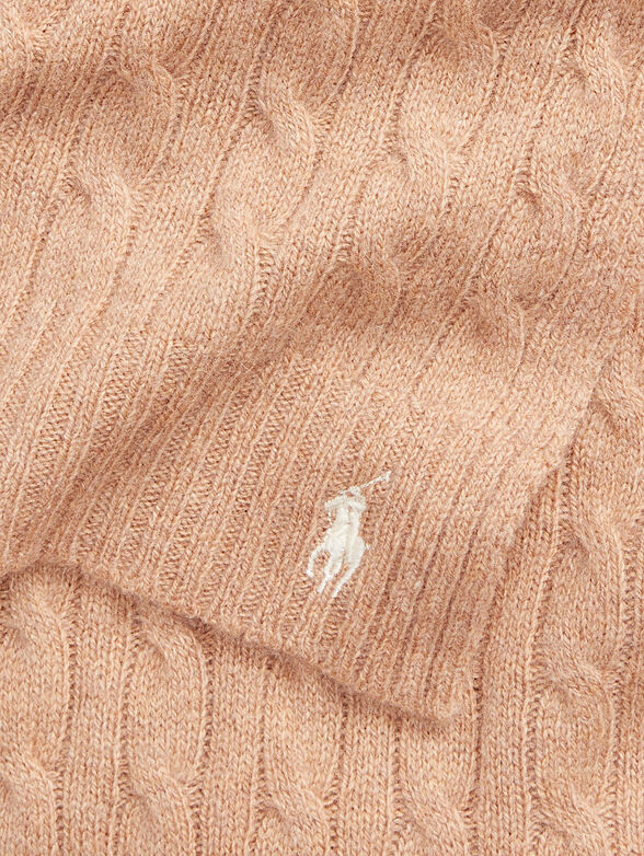Beige scarf with logo embroidery - 2