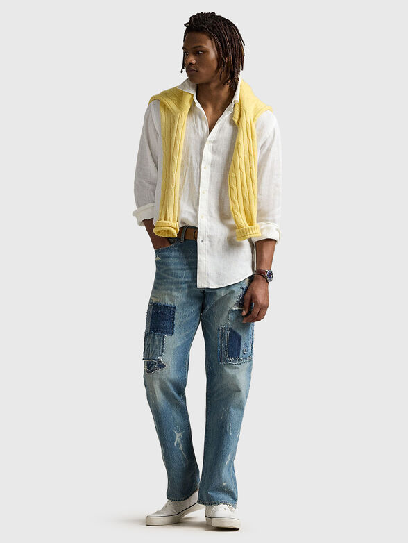 White linen shirt with contrasting logo - 2