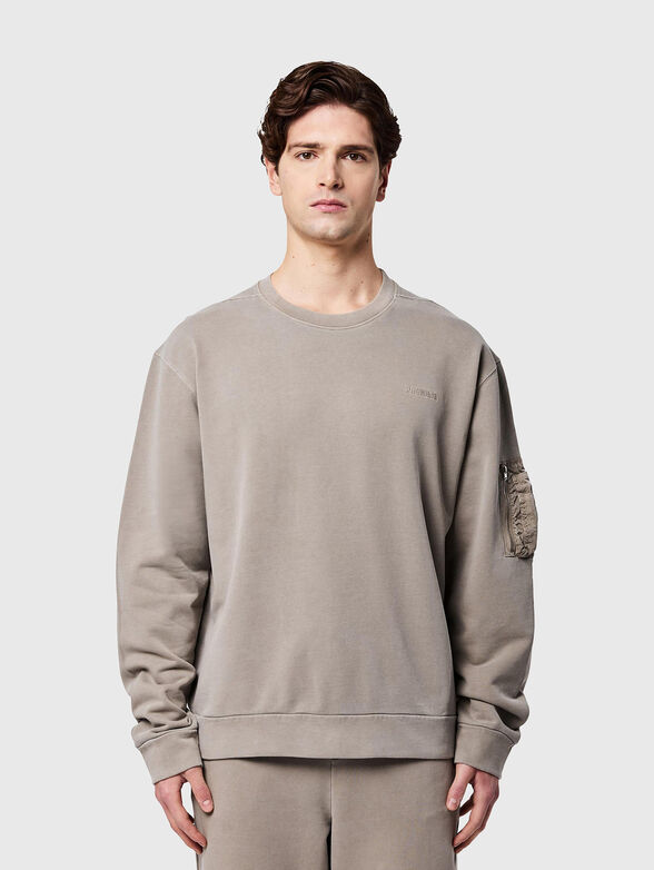 Cotton sweatshirt with sleeve pocket - 1