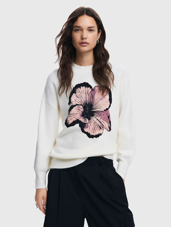 Sweater with floral embroidery - 1