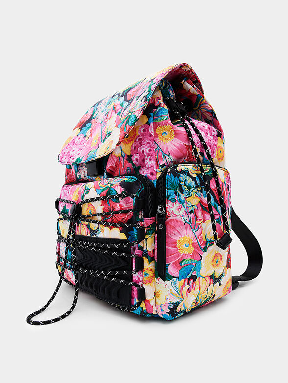 Backpack with floral print and pockets - 5