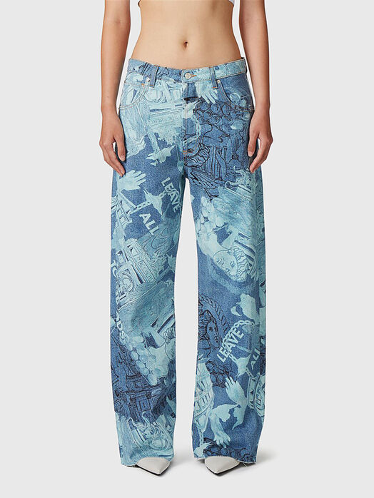 Jeans with wide legs and art print