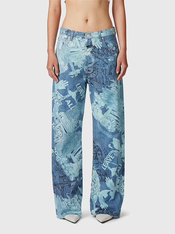Jeans with wide legs and art print - 1