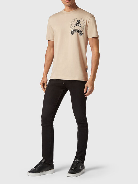 Logo accent T-shirt in beige - 2