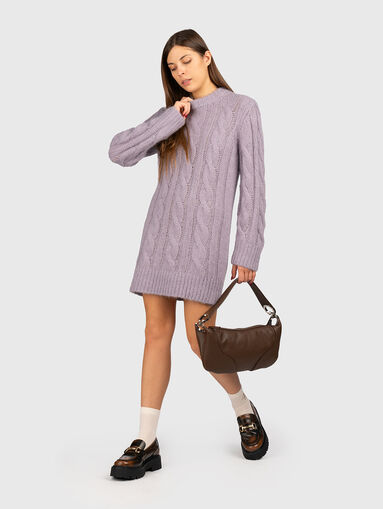 Wool blend dress with round neck - 5
