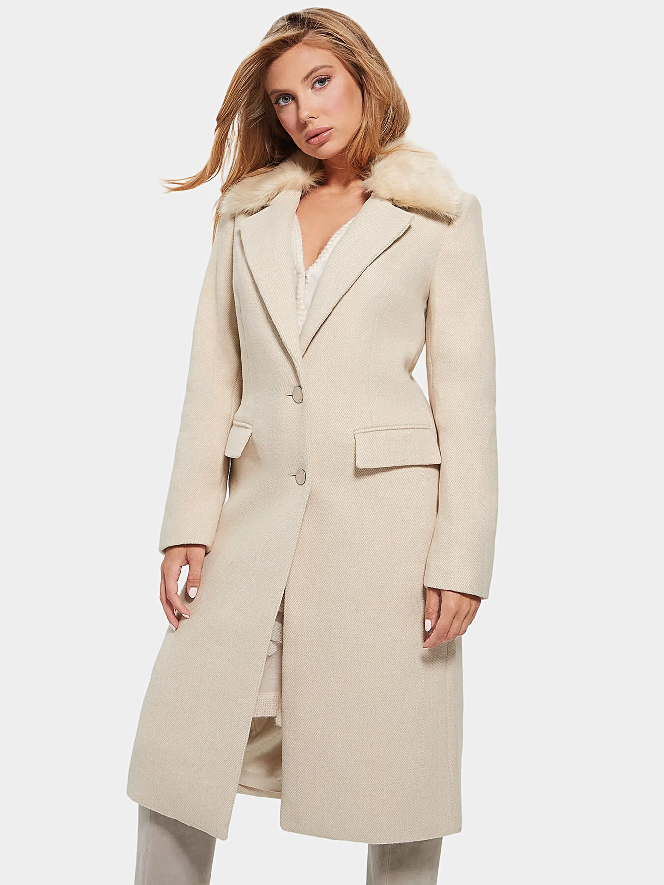 LAURENCE coat in light brown brand GUESS Globalbrandsstore en