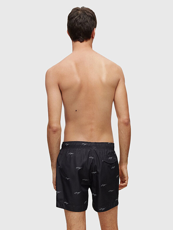 Black beach shorts with logo motifs - 2