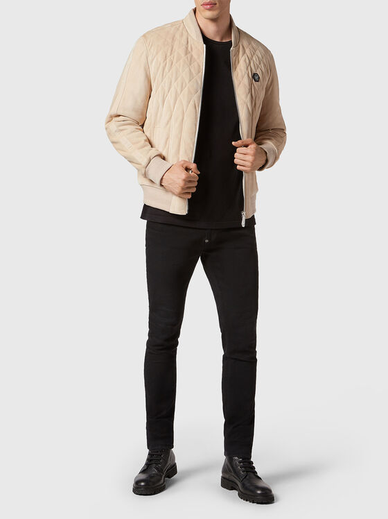 Suede bomber jacket with quilted effect - 2