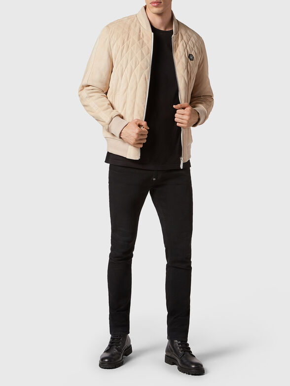 Suede bomber jacket with quilted effect - 2