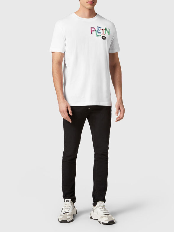 Black T-shirt with art logo print on the back - 4