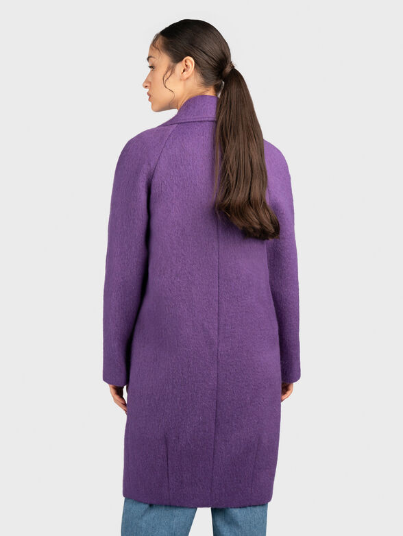 Wool blend coat in purple  - 3