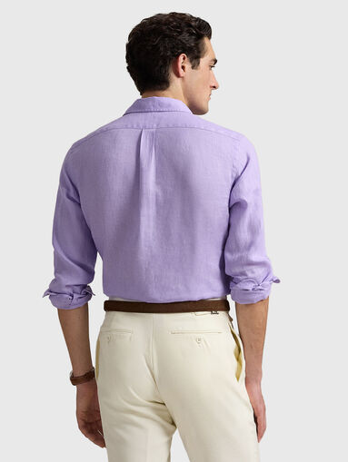 Purple linen shirt with logo embroidery - 3