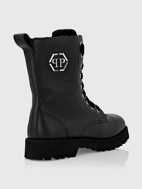 Leather boots with logo accent - 3