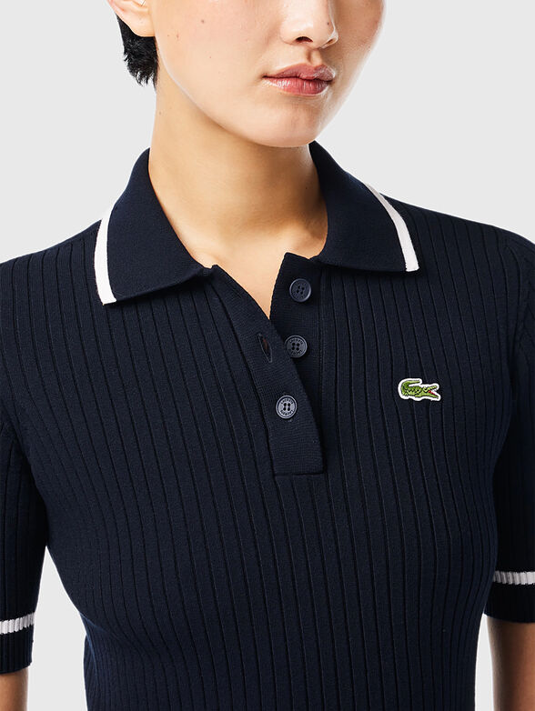 Dark blue mini dress with contrast trims - 3