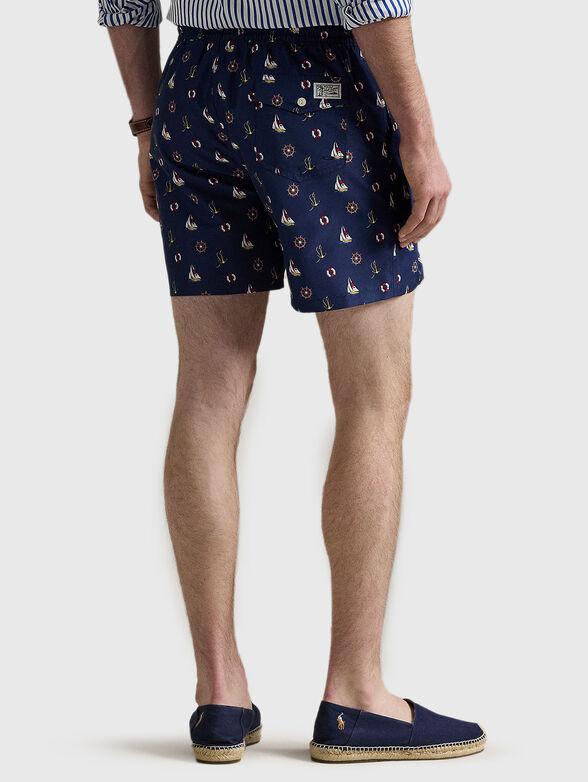 Navy blue printed beach shorts - 2