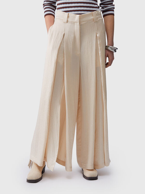 Crinkled effect satin trousers - 1
