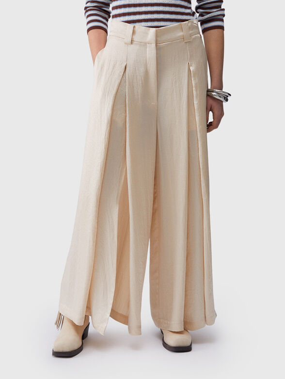 Crinkled effect satin trousers - 1