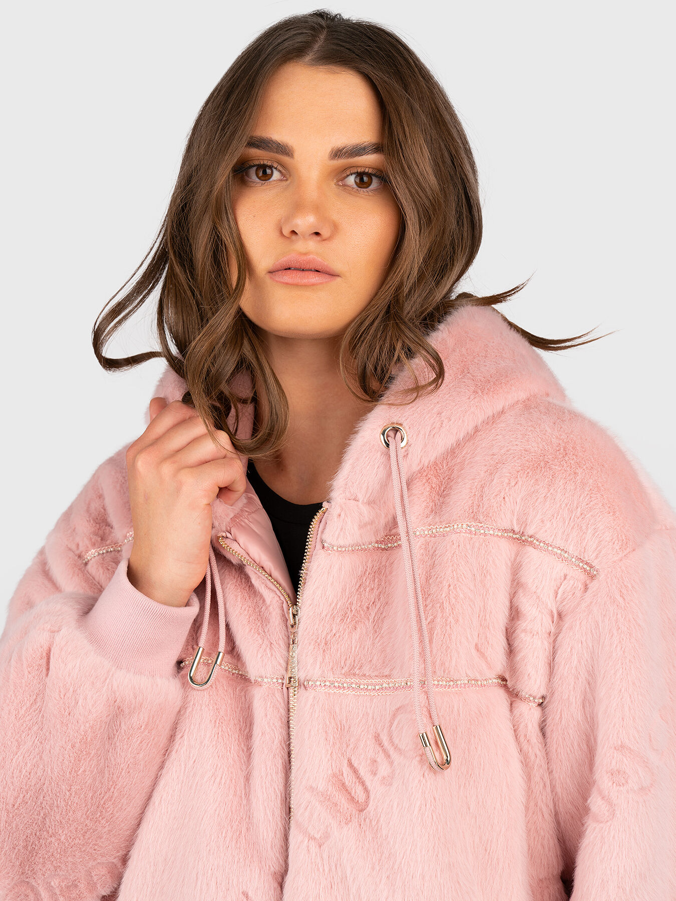 Hooded faux fur jacket brand LIU JO — Globalbrandsstore.com/en