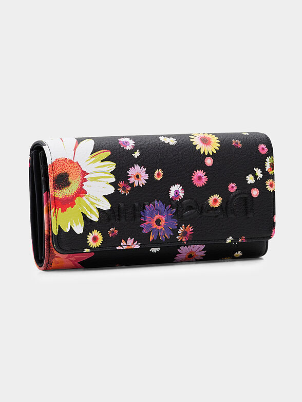 Black wallet with floral print - 1