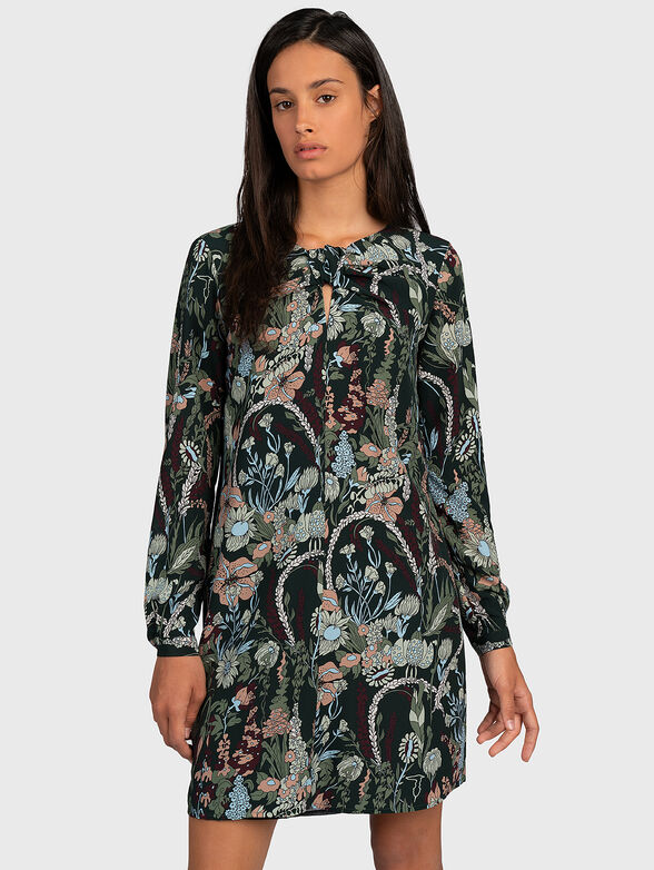 Dress with floral print and long sleeves - 1