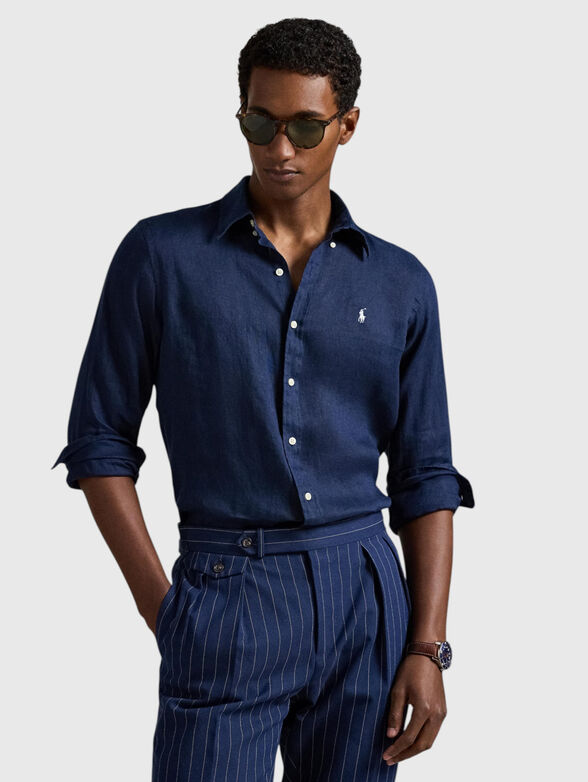 Linen shirt with contrast logo - 1