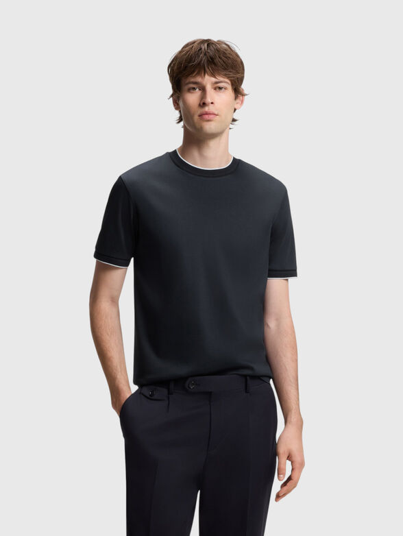 Dark blue cotton T-shirt - 1