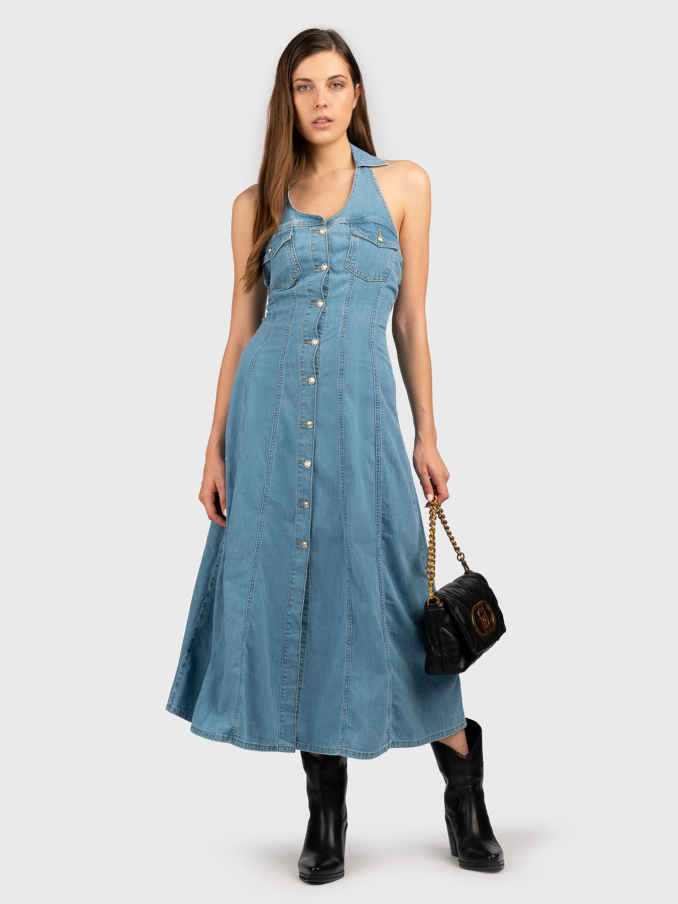 Denim dress with halter neckline brand LIU JO