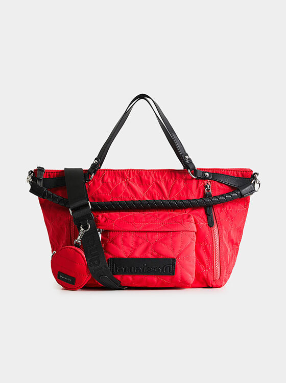 Червена чанта с лого патч - 1