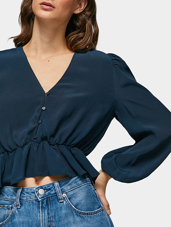 EDITA blue blouse with puff sleeve - 4