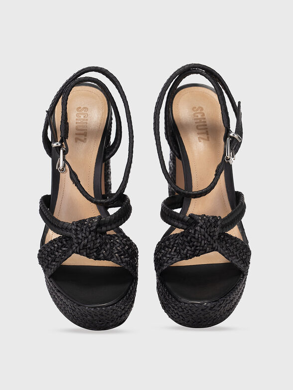 Black nappa leather heeled sandals - 6