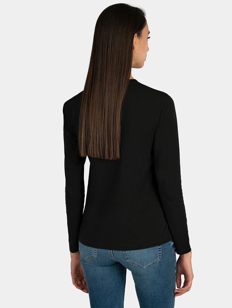 Black cotton blouse with colorful print - 3