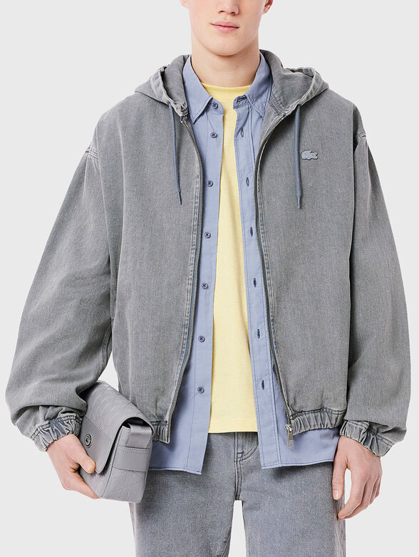 Denim jacket with hood and logo detail - 1