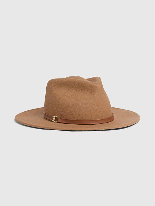 Wool and leather fedora hat in beige - 1