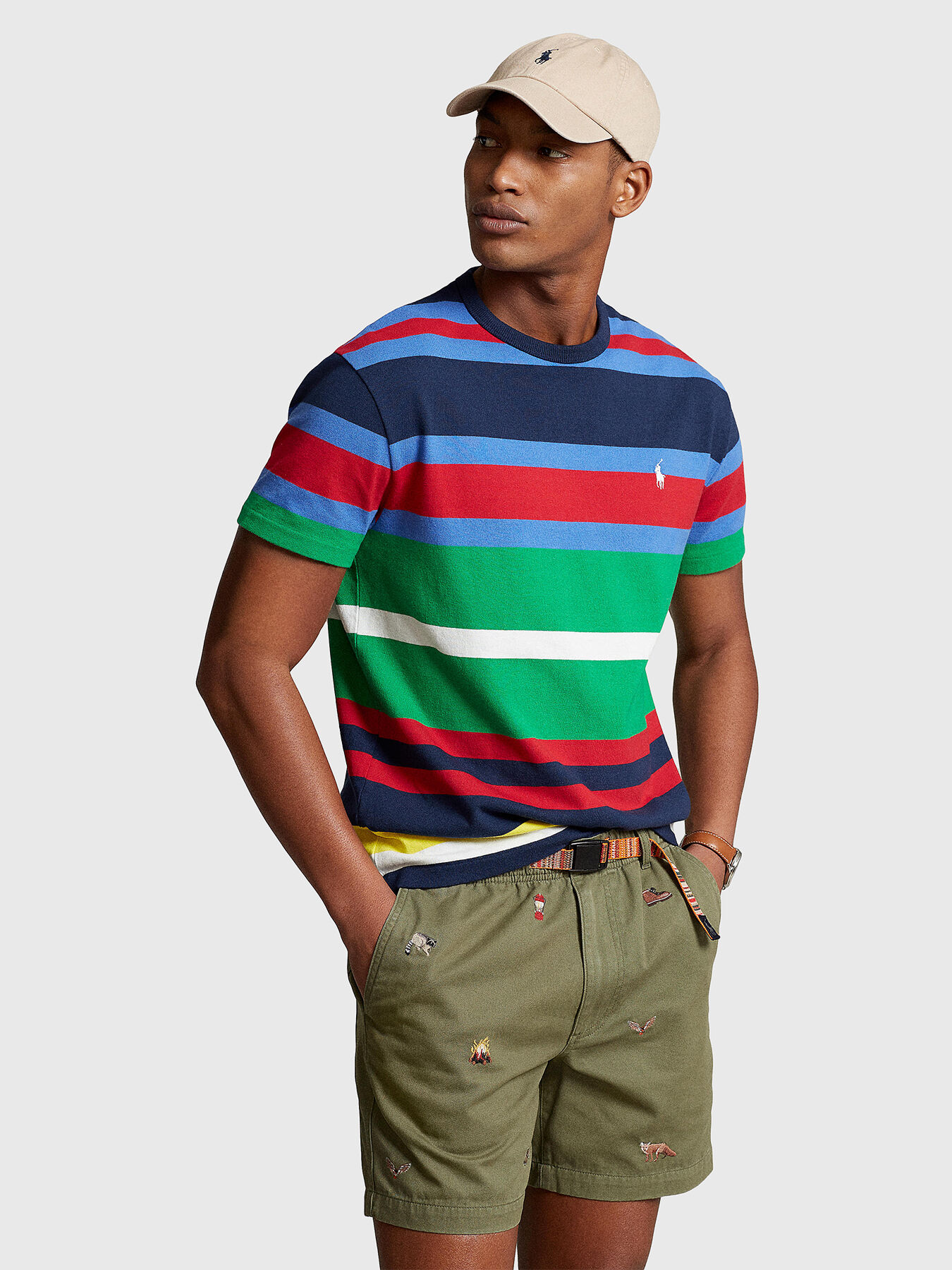 T shirt with striped multicolour print brand POLO RALPH LAUREN