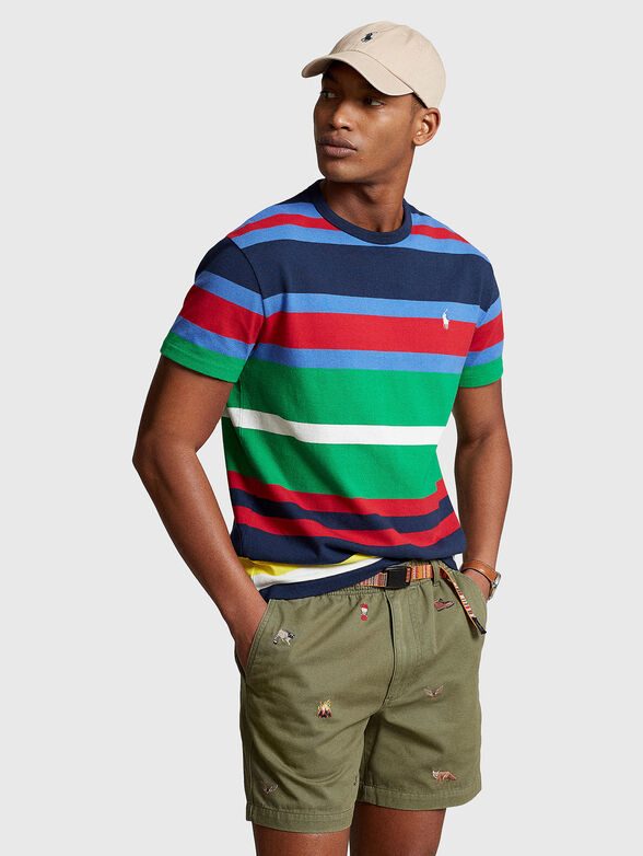 T-shirt with striped multicolour print - 1