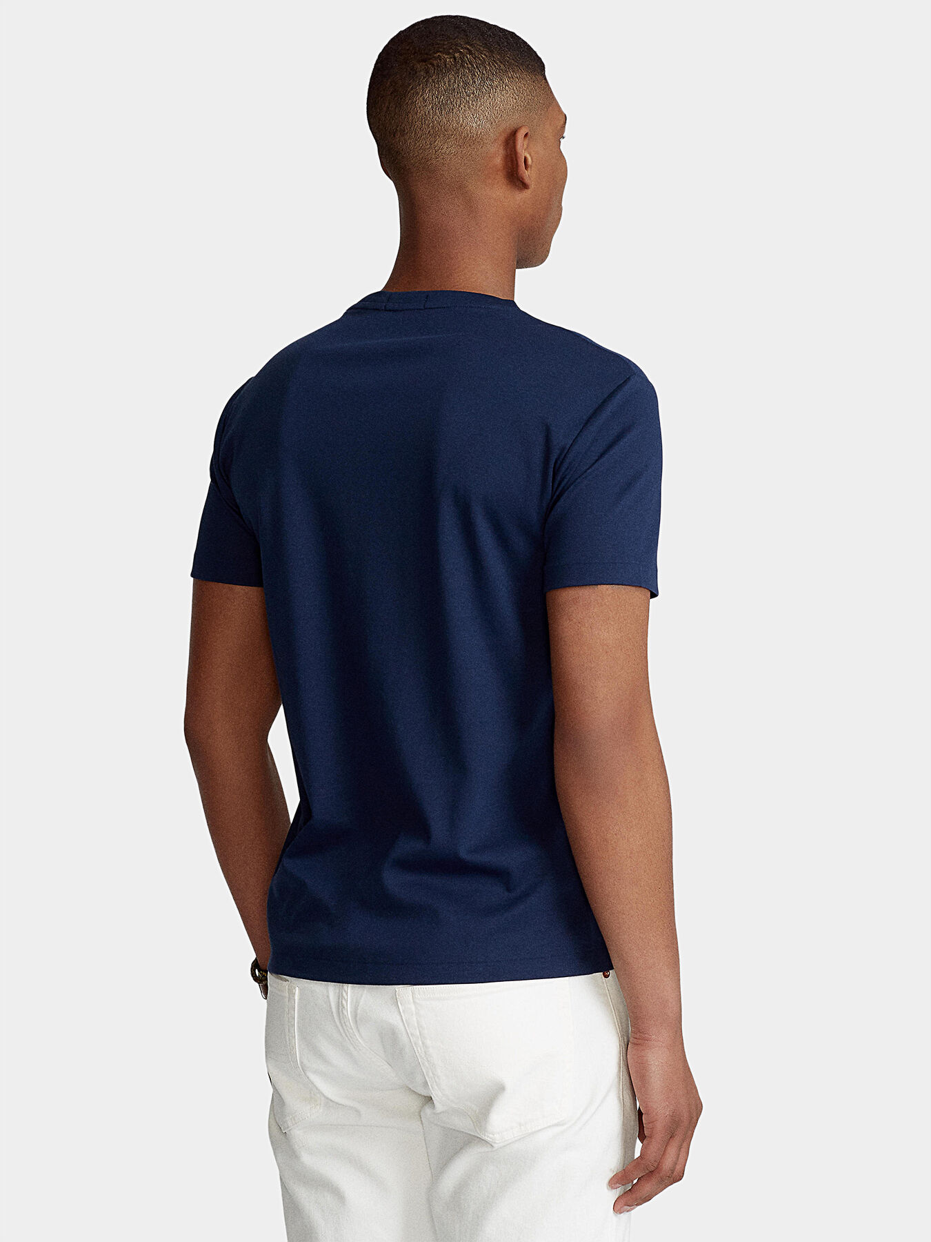 Dark blue t-shirt with colorful logo embroidery brand POLO