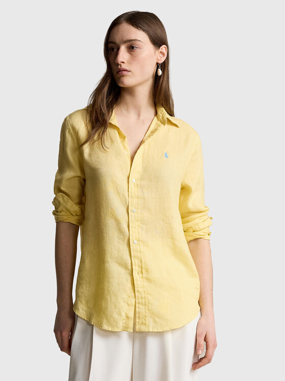 Linen shirt with logo detail - 1