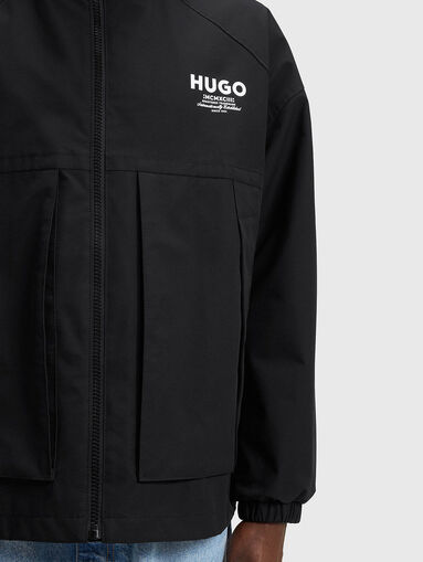 Padded jacket with hood and logo print - 5